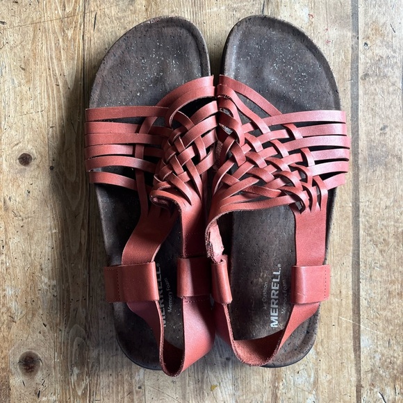 Merrill district Mahana blackstrap women’s redwood woven leather sandal size 9 - Picture 4 of 7